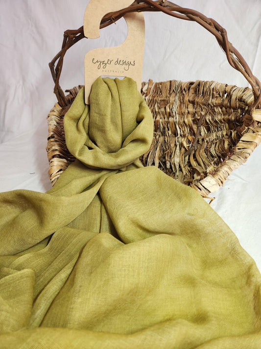 Wool Scarf - Natural Dyed - Soft Olive #63