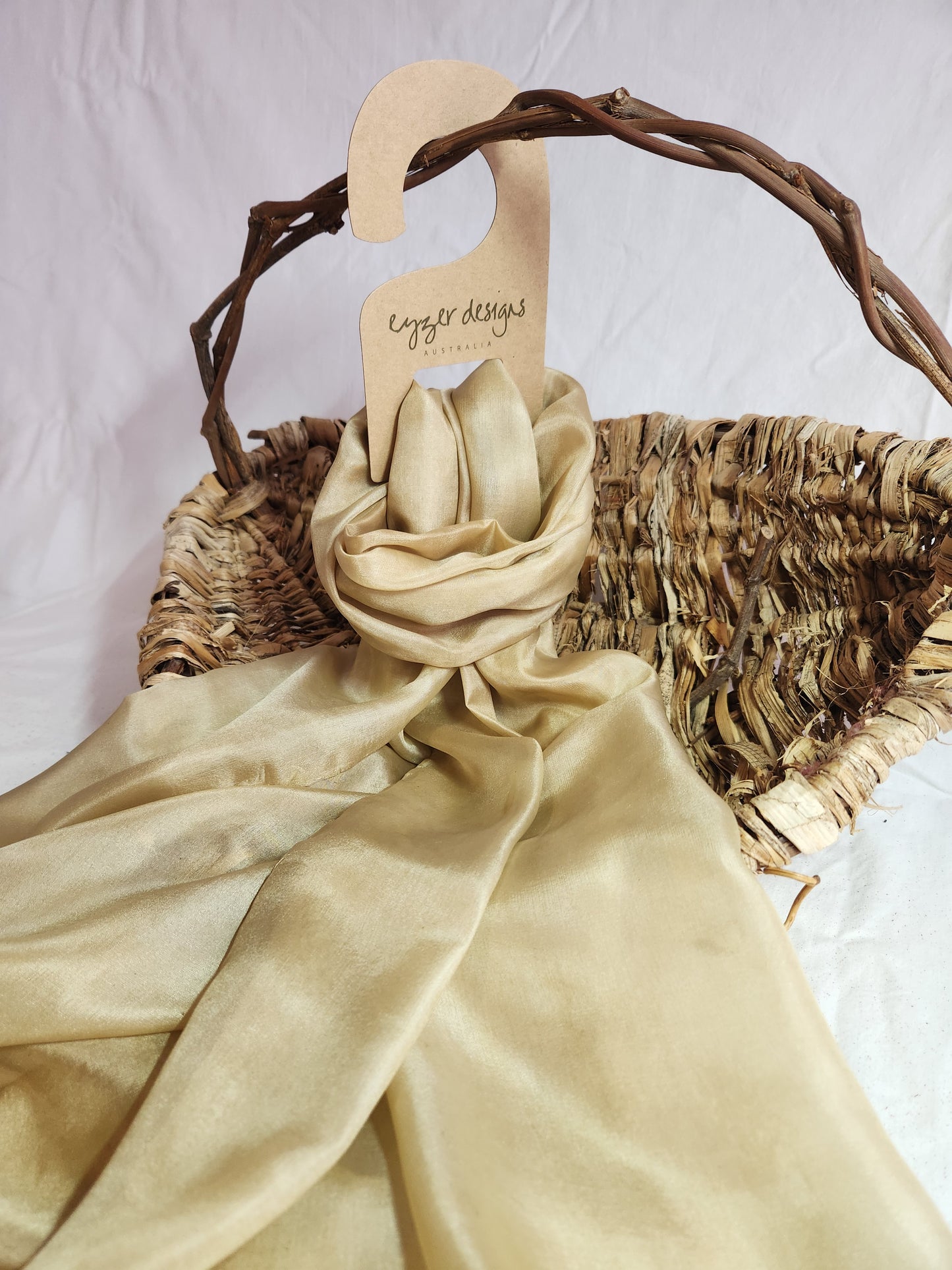 Honey - Long Silk Pongee Scarf - Natural Dyed