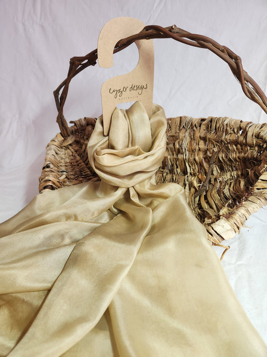 Honey - Long Silk Pongee Scarf - Natural Dyed