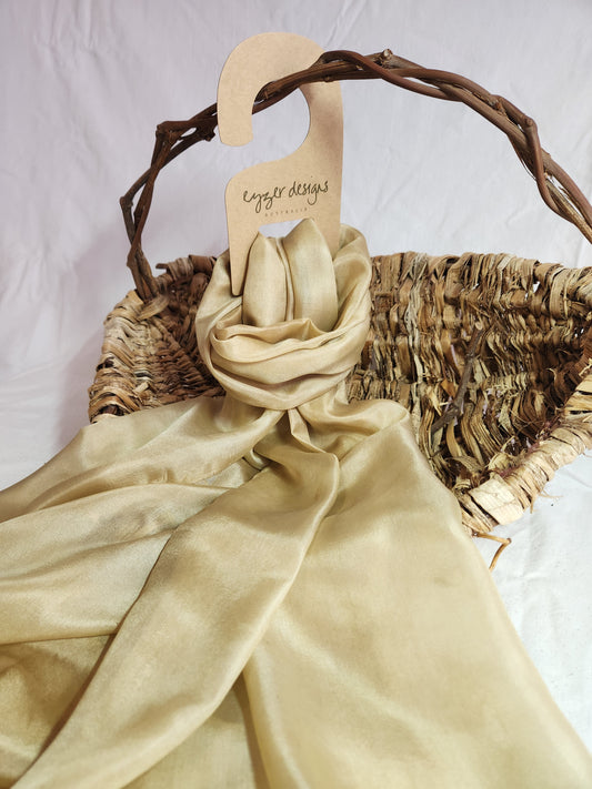 Honey - Long Silk Pongee Scarf - Natural Dyed